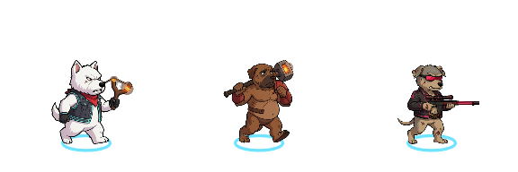 Wesley, Carl and Valerie sprites rendered by the game